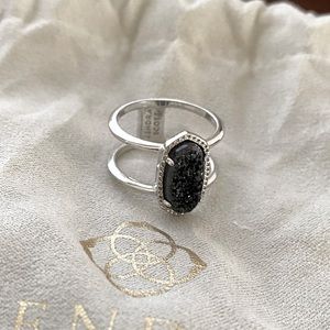 Kendra Scott Elyse Silver Black Druzy Ring